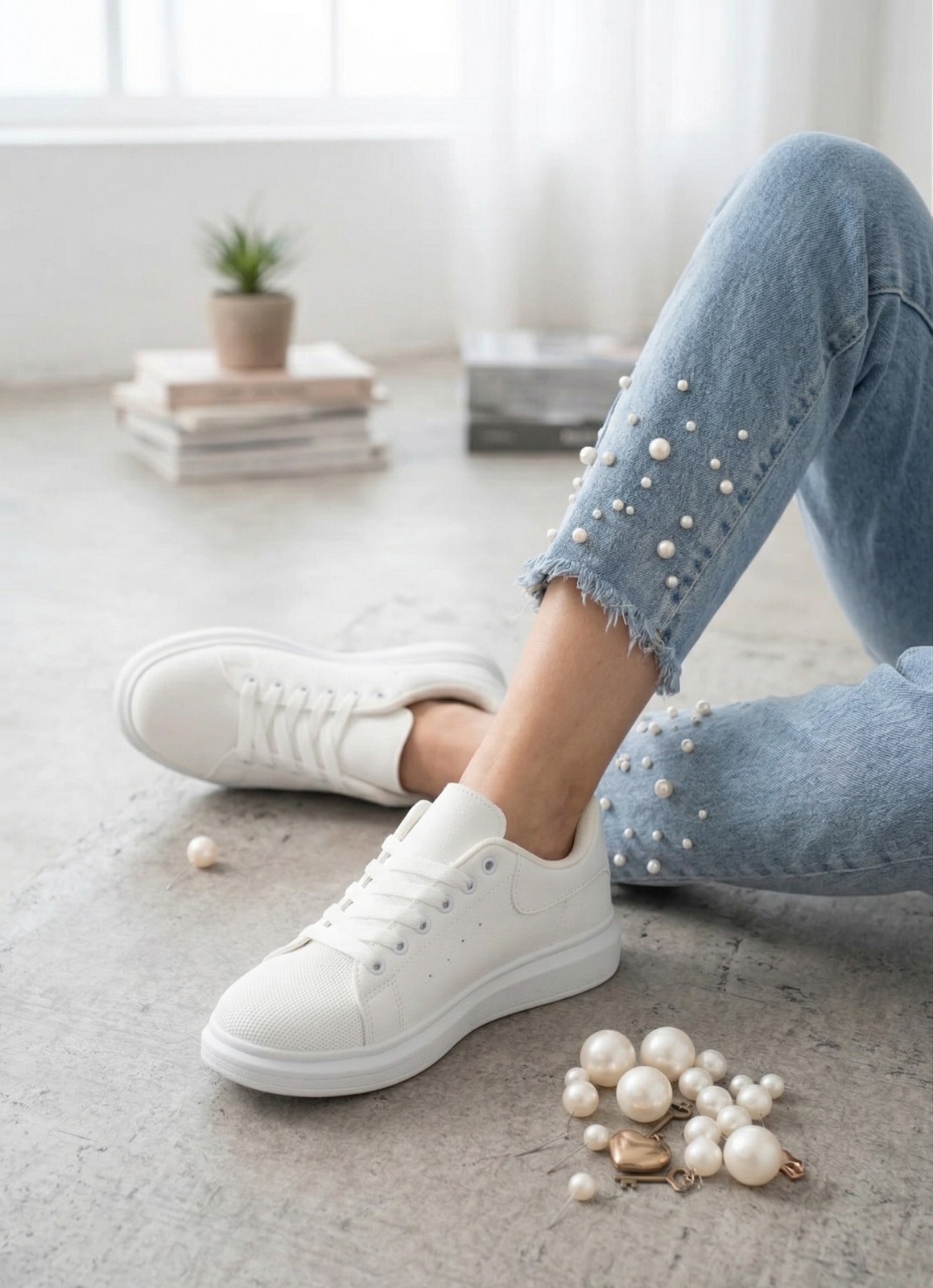 Beyaz Kadın Sneaker Rahat Hafif Taban